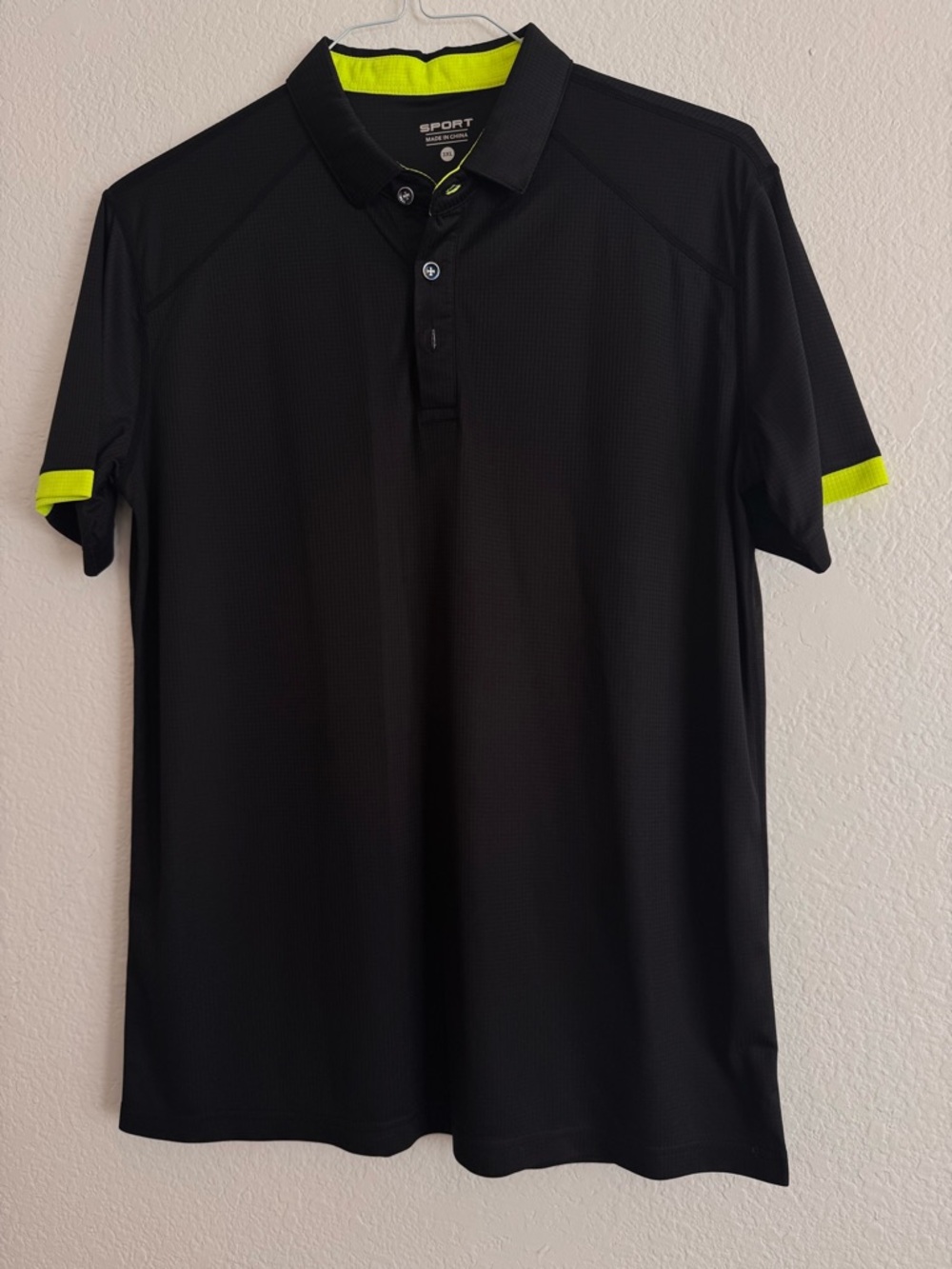 Sporto Black Polo with Neon Yellow Trim - Men's Performance Shirt